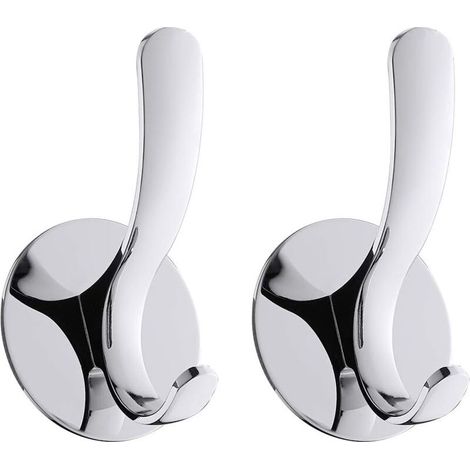 Gancio portasciugamani, accappatoio, acciaio inox, non necessita di foratura, per bagno, cucina, superficie lucida, 2 pezzi - Crezuo