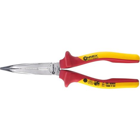 Pinza becchi curvi isolata 1000V per elettricista 200 mm.