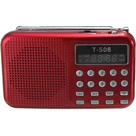 Lecteur MP3 avec radio FM intégrée et haut-parleur rechargeable - modèle T508,Red