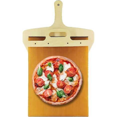 Pelle à pizza en bois 55 x 35 cm avec manche, compatible (1/5)