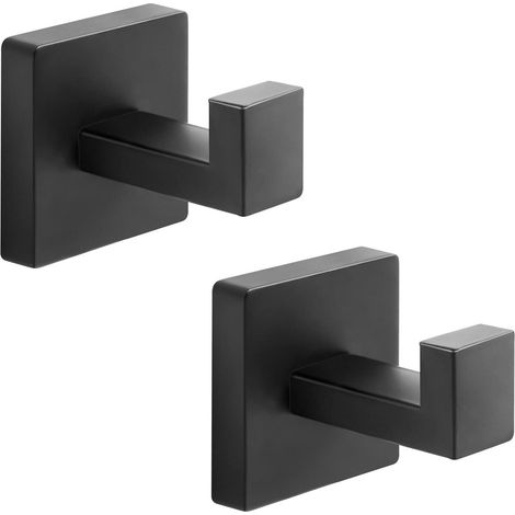 [RM]Paniers muraux carrés robustes en acier inoxydable pour serviettes et manteaux, pour salle de bain, cuisine et chambre, noir mat, lot de 2
