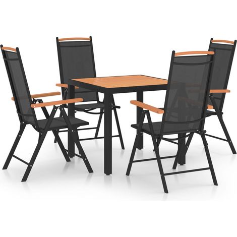 Salon de jardin 5 pcs - Mobilier de jardin - Ensemble de salle à manger de jardin Aluminium Noir Chic-403014 (1/5)