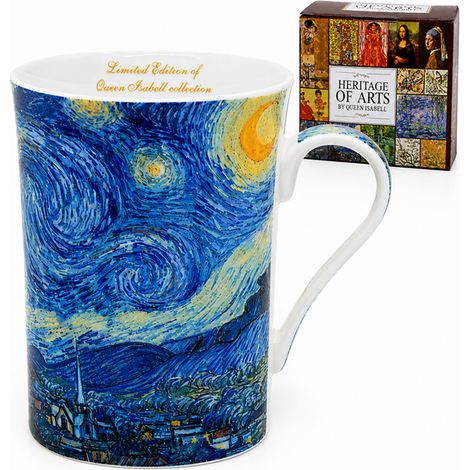 Taza de porcelana de 300 ml con la imagen de Vincent van Gogh titulada "La noche estrellada". Ideal para regalar. (1/5)