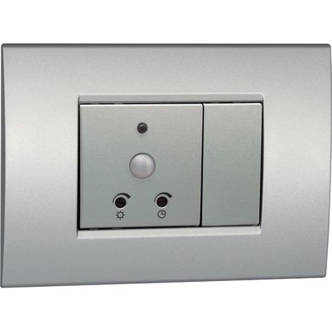 VEMER VE790900 SENS IR DUO - Rilevatore di Movimento Crepuscolare da Interno, Sensore di Movimento a Infrarossi, Installazione su Scatola da Incasso, Argento