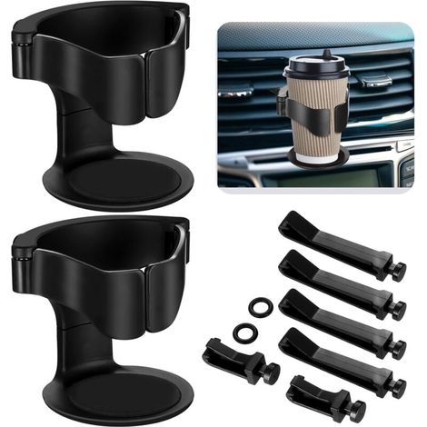 2-teiliger Getränkehalter mit Belüftungssystem fürs Auto, universeller Flaschenhalter fürs Auto, verstellbarer Getränkehalter mit Aschenbecher, für Dosen, Kaffeebecher und mehr, Schwarz (1/5)