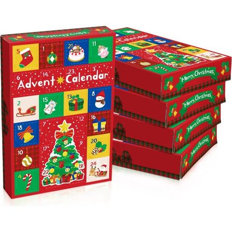 Coffret cadeau de Noël 5 pièces, boîte vide, calendrier de l'Avent à tamponner, boîte surprise amusante (Style 2) (1/3)