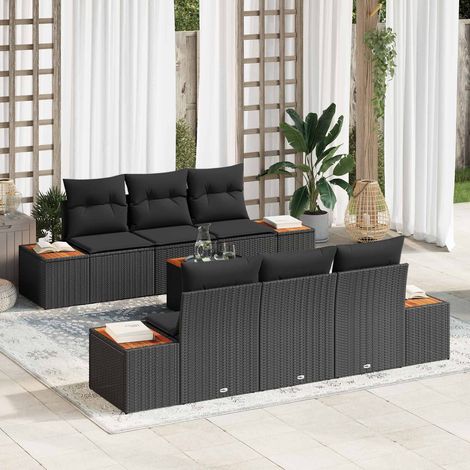 Teenpull – Garten-Sofa-Set 7 Stk. Schwarz Poly Rattan (1/5)