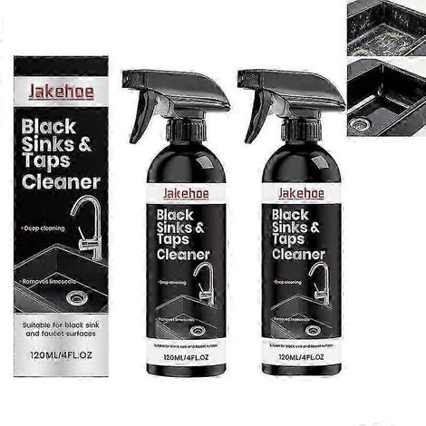 Spray détartrant pour robinets et éviers noirs 120 ml, nettoyant anticalcaire pour robinets noirs, mousse douce anticalcaire pour salles de bain et cuisines (2 pièces) (1/5)