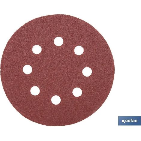 Pack 5 unidades hoja de lijado lijadora orbital 8 agujeros Ø125 mm G 80 (1/5)