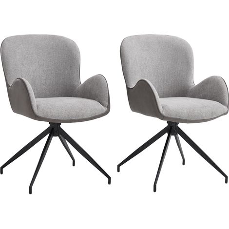 Wahson Set di 2 Sedie da Pranzo in Tessuto, Sedia Cucina Girevole a 360° Poltroncina Moderna da Pranzo con Gambe in Metallo per Sala da Pranzo, Grigio