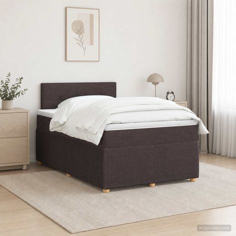 vidaXL Lit boxspring avec matelas Marron foncé 120 x 190 cm Tissu (1/5)