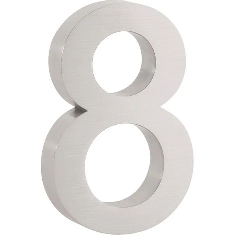 Numéro de maison « 8 » en acier inoxydable Zelsius, 13 x 20 cm, argent (1/4)