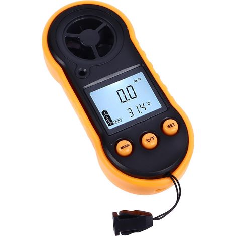 Anémomètre numérique portable avec écran LCD, mesureur de vitesse du vent et de température du vent, batterie intégrée. (1/5)