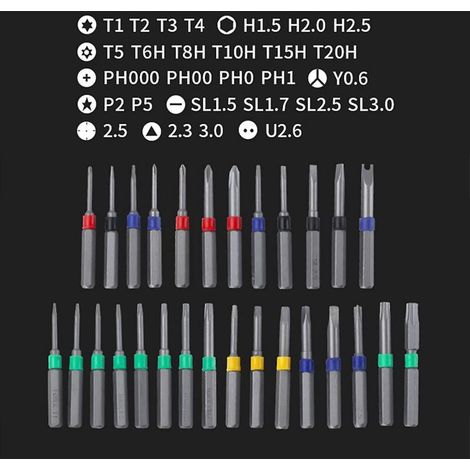 Tournevis de précision magnétique 31 en 1 Kit de tournevis d'électricien avec étui Mini tournevis Torx pour téléphone, ordinateur portable, ordinateur, MacBook, montre, jouets (1/3)