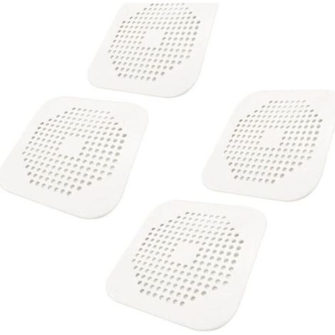 Couvercle de drain carré pour douche 5,7 pouces TPR Drain Catcher Bouchon plat en silicone Lot de 4 (blanc) (1/4)