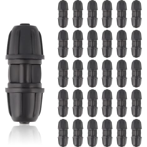 30 pièces Raccord droit à embout barbelé verrouillable 1/4 de pouce pour tuyau d'irrigation 6mm - Connexions pour système d'arrosage goutte-à-goutte, jardin, pelouse (1/5)