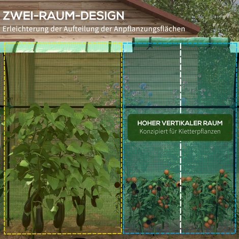 Tunnel vert 2 portes enroulables étanche au vent fenêtres latérales anti-UV tomates jardin PE (1/4)