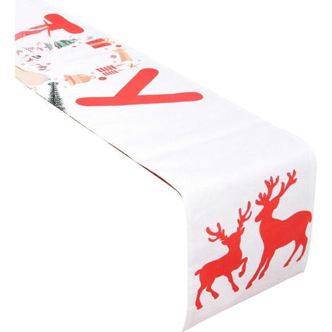 Chemin de table de Noël avec décorations saisonnières, nappe attrayante pour la maison, le bureau ou une boutique, set de table fait main, motif cerf, double nappe (1/5)