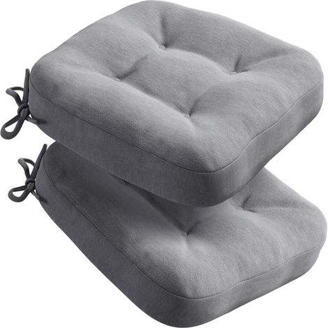 Lot de 2 coussins d'assise de 40 x 40 x 8 cm, coussins épais et confortables pour chaises avec housse résistante à l'eau, lavables, antidérapants, pour chaises, extérieur et chaises de jardin (1/5)
