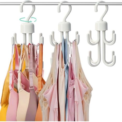 Lot de 3 cintres blancs pour débardeurs, capacité de rangement maximale de 72 cm, cintres pour ceintures, organisateurs de placard en plastique gain de place, indispensables pour appartement et dortoi (1/5)