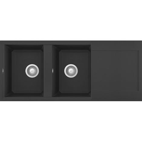 Lavello Elleci Incasso 2 vasche 116x50 Easy 500 Granitek Nero LGY50040