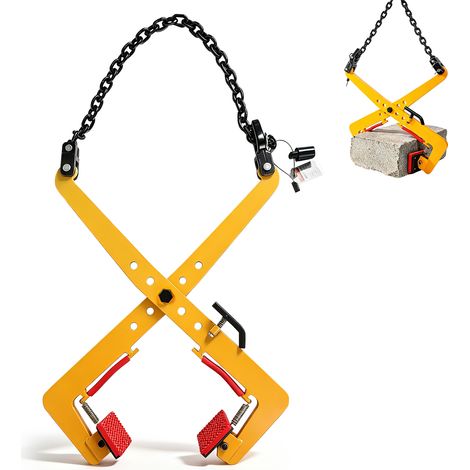 30 – 51cm Charge 350kg Pince à Bordures Pince de Levage Ouverture Réglable Suspension Chaîne Réglable Pince à Pierre Antidérapant pour Transport Bordure Granit Marbre Béton (1/5)