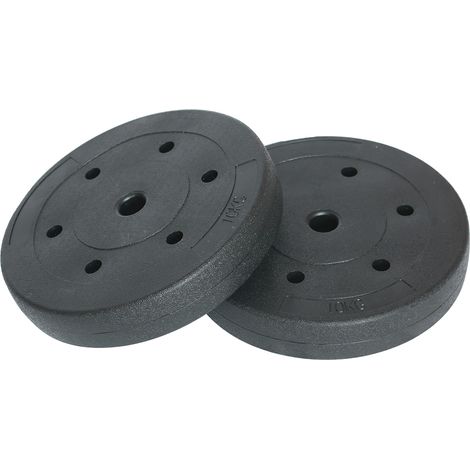 Set 2 Dischi Pesi per Bilanciere Manubrio 20kg (10 Kg x 2) Plastificati /Cemento (1/5)