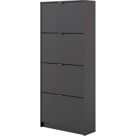 Shane Schuhschrank 4 Klapptüren 2R schwarz matt.