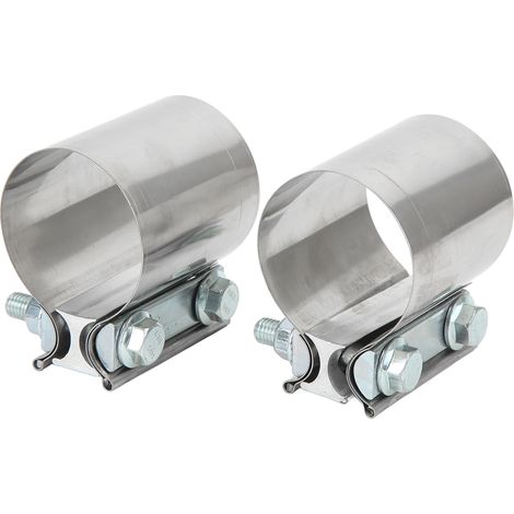 2 colliers de serrage d'échappement de 2,5 pouces, raccord bout à bout, en acier inoxydable 304, étanches, universels. (1/5)