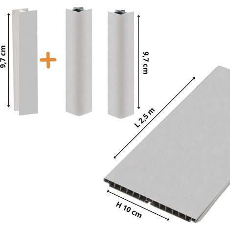 Evotrade – Plinthe de finition de cuisine PVC 2,5m – Accessoires complets (2 angles 90° + 1 joint) – Couleur aluminium – Hauteur 100mm