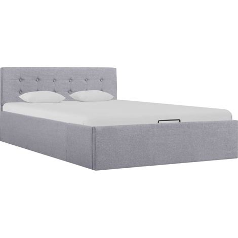 Lit simple pour adulte Cadre de lit - à stockage hydraulique Gris clair Tissu 120x200 cm BV900623 - BonneVie (1/5)