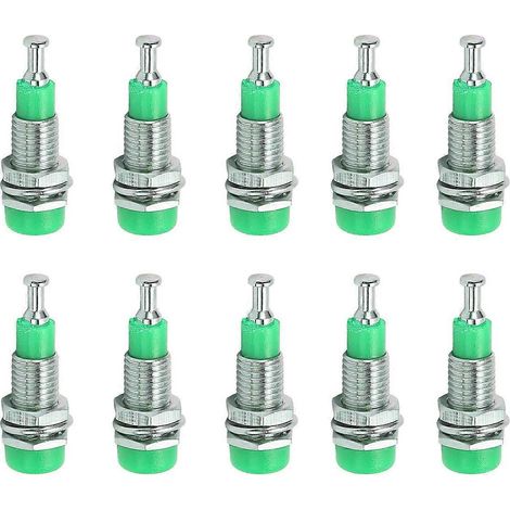 J.40006 10 Stück/Set 2 mm vernickelte Bananenbuchse (weiblich) für Einbaumontage, grün