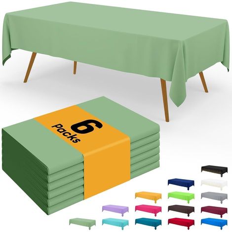 Lot de 6 nappes jetables 137x274 cm imperméables vert sauge