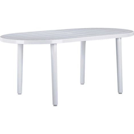 Garbar – Table ovale de jardin 180x90 cm – Polypropylène blanc – Résistante aux intempéries – Pour 4 à 6 personnes – Compatible parasol