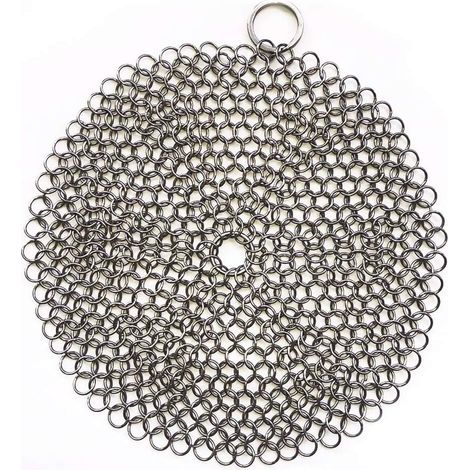 Chainmail Scrubber - 316 Stainless Steel Cast Iron Cleaner For Skillets Dutch Ovens Waffle Irons And Grills - 1 Piece (1/5)
