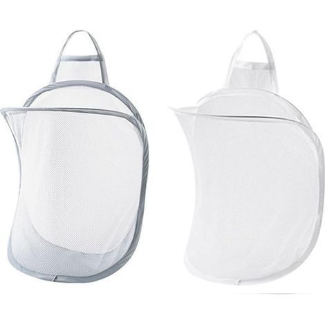 Cesto portabiancheria in rete da appendere, cesto in rete da porta in 2 pezzi, cesto portabiancheria da parete, cesto porta abiti a scomparsa, borsa portaoggetti pieghevole da parete (1/5)