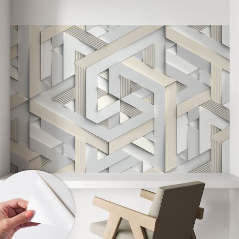 Carta da parati autoadesiva - fotomurale - decorazione parete - stile elegante - decorazione casa - Forme illusorie 104x70 cm (1/5)