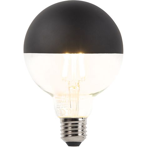 QAZQA E27 dimmbare LED-Filamentlampe Kopfspiegel G95 schwarz