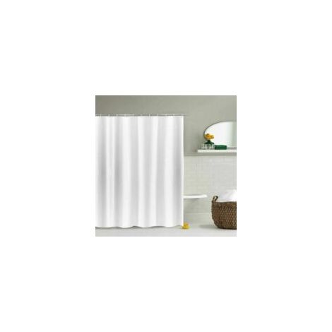 Rideau de douche, 180 cm de haut, couleur crème, en satin de polyester avec ourlet lesté, imperméable, largeur 150 x hauteur 180 cm - Crezuo (1/4)