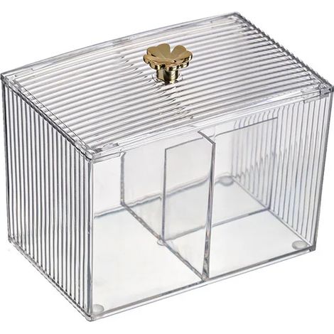Boîte de rangement pot de salle de bain coton-tige stockage acrylique contenant carré coton cosmétique houppette boîte de rangement boîte de coton cosmétique deux compartiments