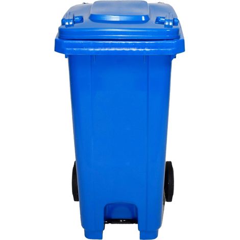 IBEROGARDEN Cubo de basura con pedal 120 litros  Color Azul  Uso fácil y seguro Práctico y duradero (1/5)