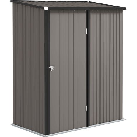 Casetta da Giardino in Acciaio Porta Attrezzi con Catenaccio, 161.5x94.5x196cm, Grigio Chiaro