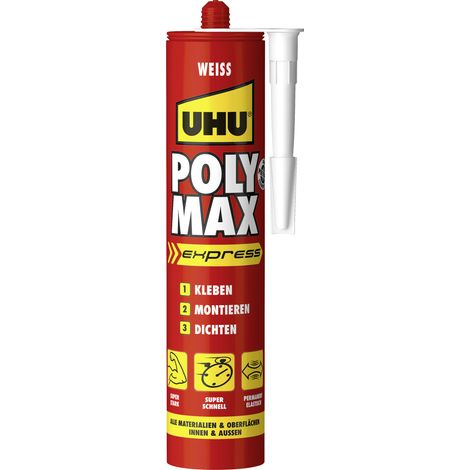 UHU Poly Max Express Weiß Ms Polymerglatte und Nichtsaug, Material 425g (1/3)