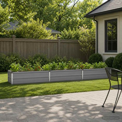 vidaXL Cama de Jardín Elevada Gris 240 x 40 x 24 cm (1/5)