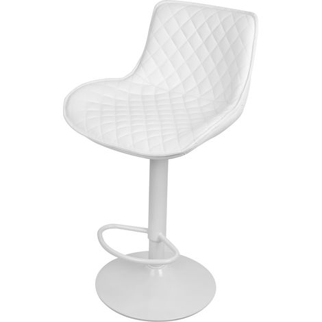 Set di 2 Sgabelli da Bar Reticolo PU Twill , Sedia da Bar Girevole con Schienale e Poggiapiedi , Piccola Sedia da Bar Scozzese , per Isola della Cucina Regolabile in Altezza,White (1/5)
