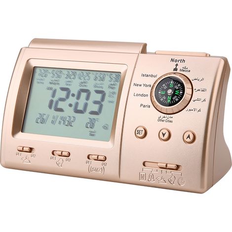 Nouvelle horloge islamique numérique avec réveil et alarme de prière, affichage LCD de l'Adhan, rappel de l'heure de prière