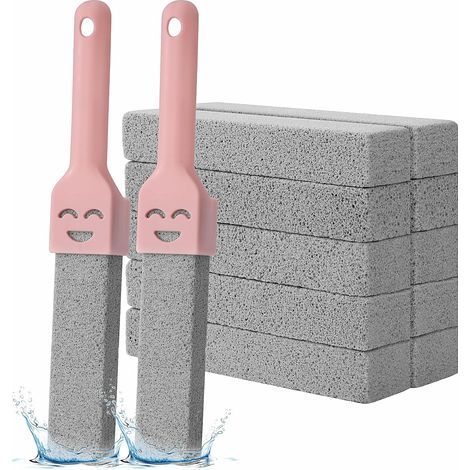 Nettoyant WC en pierre ponce avec 2 poignées et brosse de nettoyage remplaçable pour salle de bain et cuisine, 10 pièces (1/5)