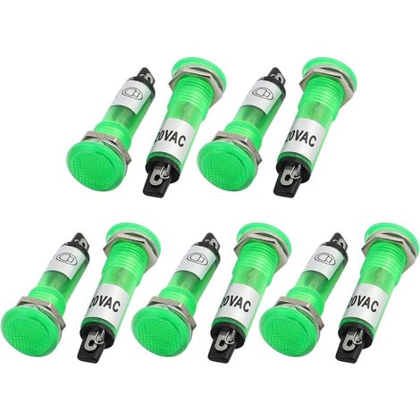 10 pièces AC220V 10mm panneau commande montage interrupteur signal vert