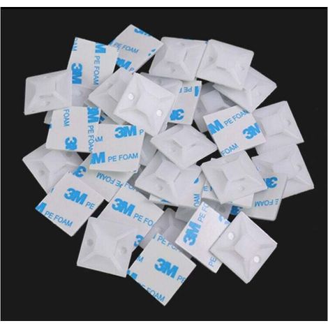 Klebesockel für Kabelbinder, 100 Stück (18,5 mm x 18,5 mm), selbstklebende Kabelbinder, selbstklebende Kabelbinder, Kunststoff-Kabelbinderhalter, Basis für Kabelbinder, weiß. FLITI (1/4)