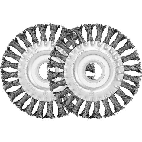 2 Pcs Brosse Metallique Debroussailleuse, 125 mm x 22 mm Brosse Tête Débroussailleuse Universelle pour Coupe-bordure, Brosse de Désherbage pour Débroussailleuse Mauvaises Herbes Meuleuse Angle (1/5)